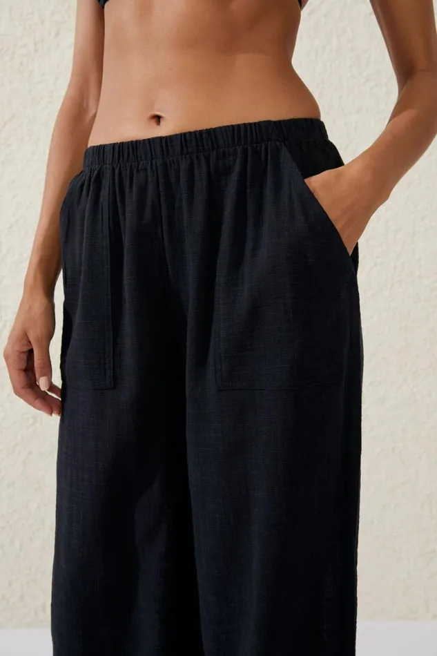 Relaxed Pocket Beach Pant Black Women Cotton On Pants