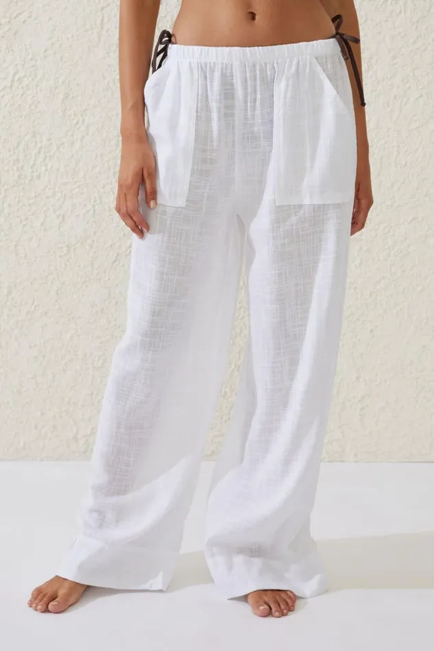 Relaxed Pocket Beach Pant White Women Cotton On Pants