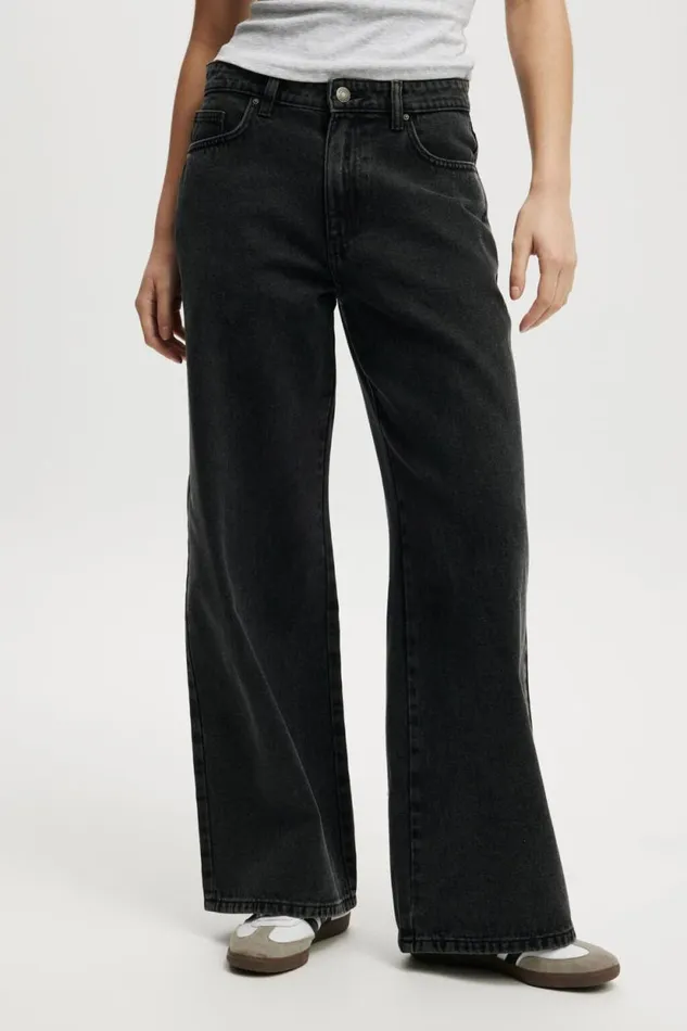 Relaxed Wide Jean Graphite Black Women Cotton On Pants Relaxed Wide Jean Graphite Black Women Cotton On Pants