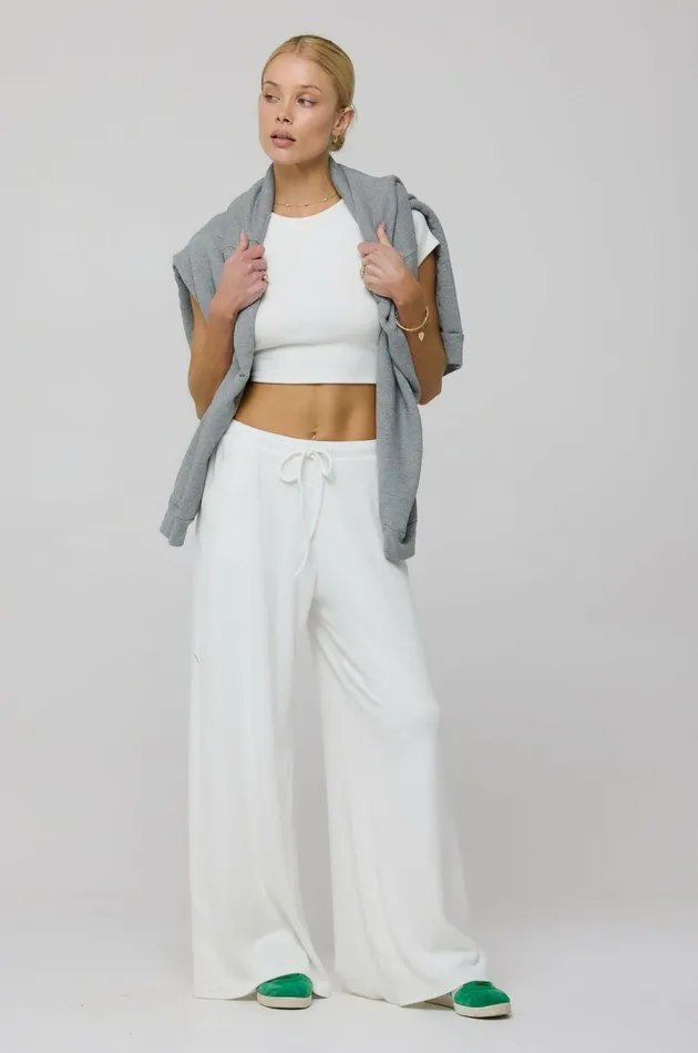 RESA Chase Rib Pant In White Women Basics