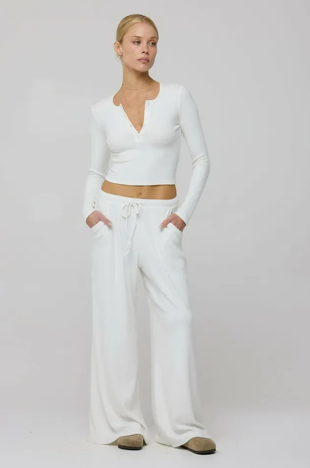 RESA Chase Rib Pant In White Women Basics