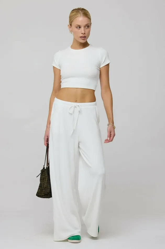 RESA Chase Rib Pant In White Women Basics