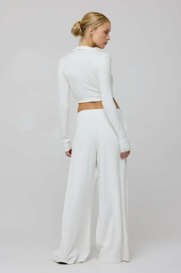 RESA Chase Rib Pant In White Women Basics