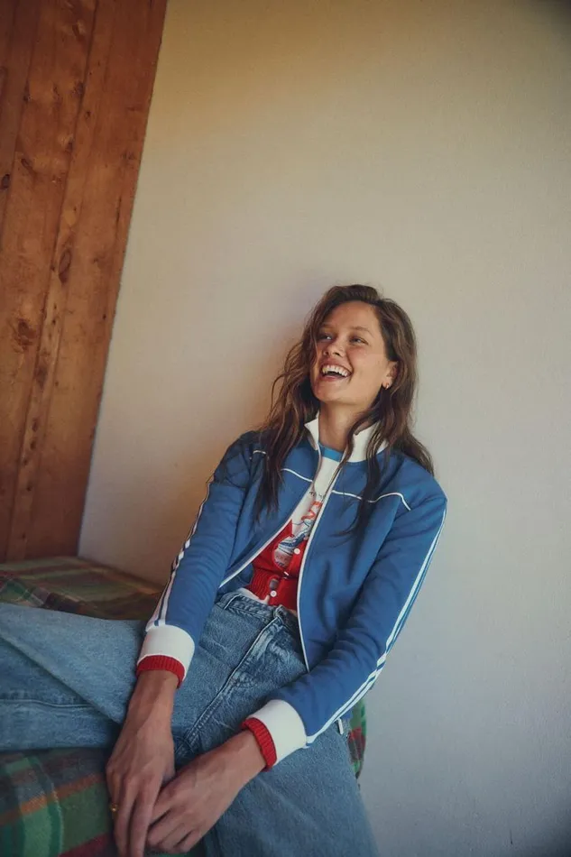 Retro Sporty Zip Through Blue Moon White Women Cotton On Sweats and Hoodies