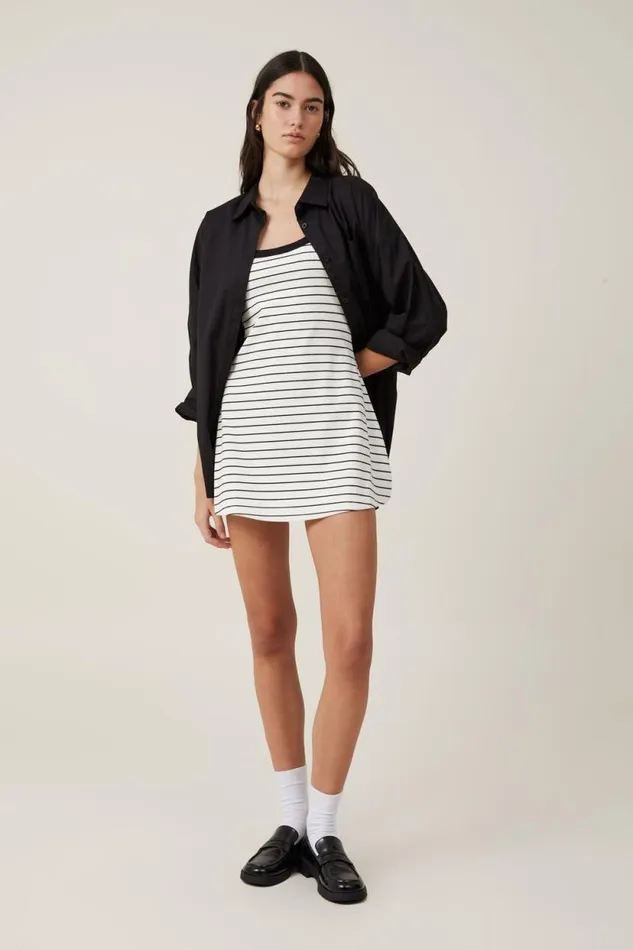 Rib Contrast Cami Mini Dress Classic Stripe Gardenia Women Cotton On Dresses Rib Contrast Cami Mini Dress Classic Stripe Gardenia Women Cotton On Dresses