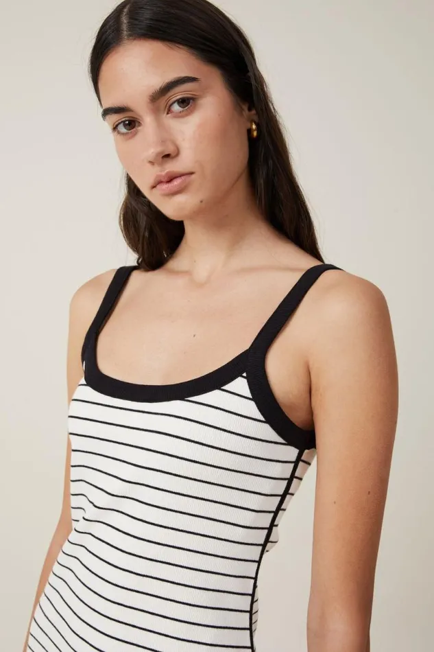 Rib Contrast Cami Mini Dress Classic Stripe Gardenia Women Cotton On Dresses Rib Contrast Cami Mini Dress Classic Stripe Gardenia Women Cotton On Dresses