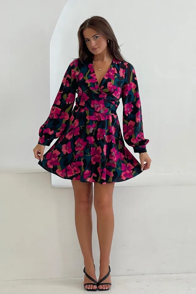 Ruth Floral Wrap Mini Skater Dress Women Girl In Mind Mini Dresses