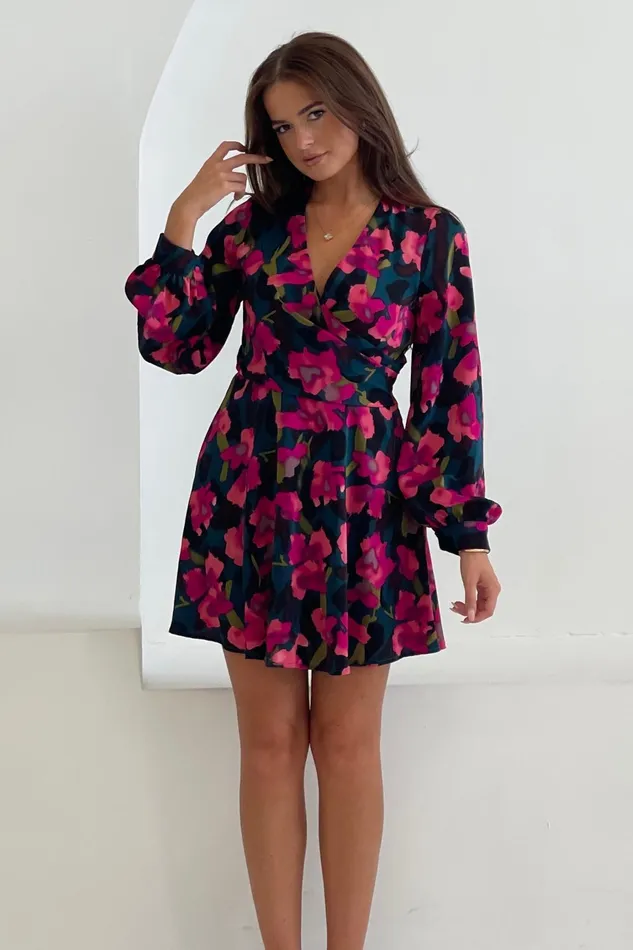 Ruth Floral Wrap Mini Skater Dress Women Girl In Mind Mini Dresses