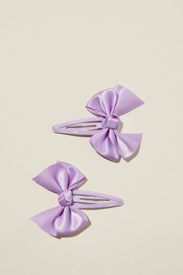 Sadie Snap Clips Lilac Dropsatin Bows Girls Cotton On Hair Accessories