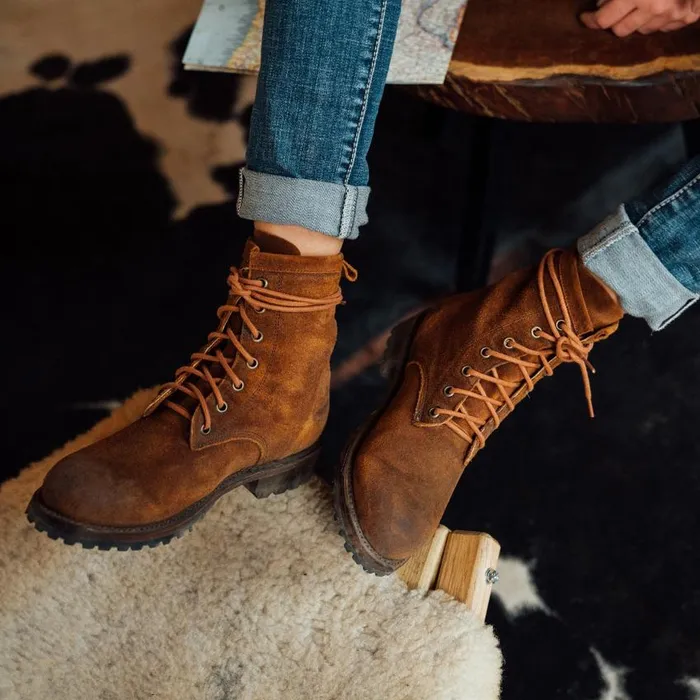 Sam Lace Up Brown Suede Women Stetson Outdoor