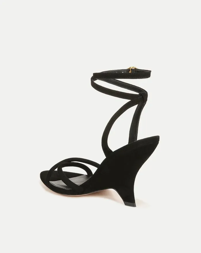 Sandals Shop Veronica Beard Manuela Suede Sculpted Wedge Sandal Black