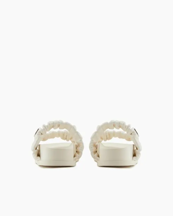 Sandals With Two Bands In Gathered Fabric White Women Armani Sandals Sandals With Two Bands In Gathered Fabric White Women Armani Sandals