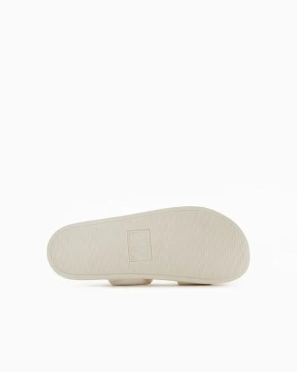 Sandals With Two Bands In Gathered Fabric White Women Armani Sandals Sandals With Two Bands In Gathered Fabric White Women Armani Sandals
