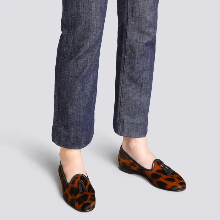 Santoni AnimalPrint Cavallino Andrea Tassel Loafer Women Loafers