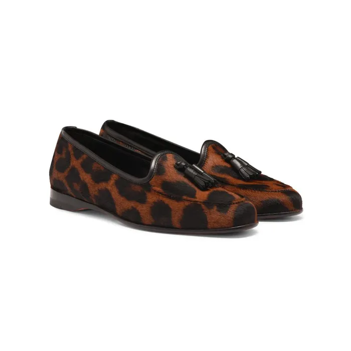Santoni AnimalPrint Cavallino Andrea Tassel Loafer Women Loafers