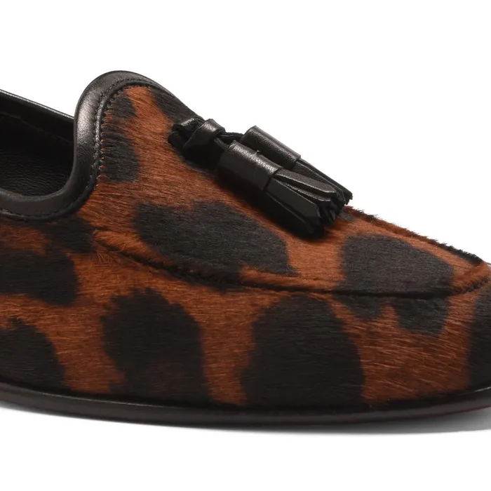 Santoni AnimalPrint Cavallino Andrea Tassel Loafer Women Loafers