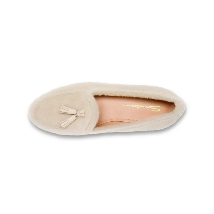 Santoni Beige Fur Andrea Tassel Loafer Women Loafers