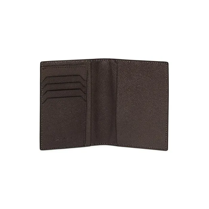 Santoni Beige Saffiano Leather Passport Case WomenMen Small Leather Goods