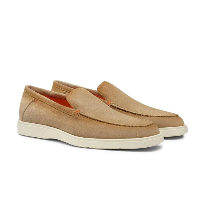 Santoni Beige Suede Loafer Men Loafers