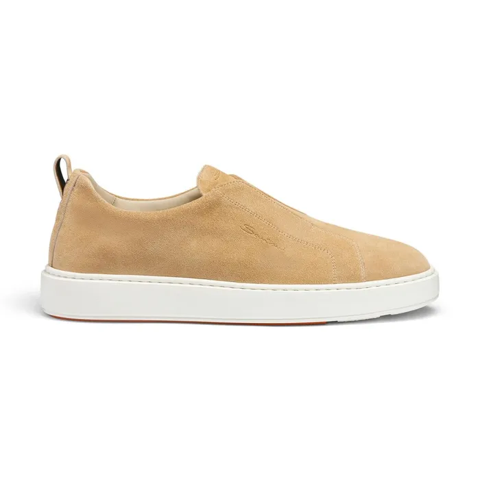 Santoni Beige Suede SlipOn Sneaker Men Sneakers