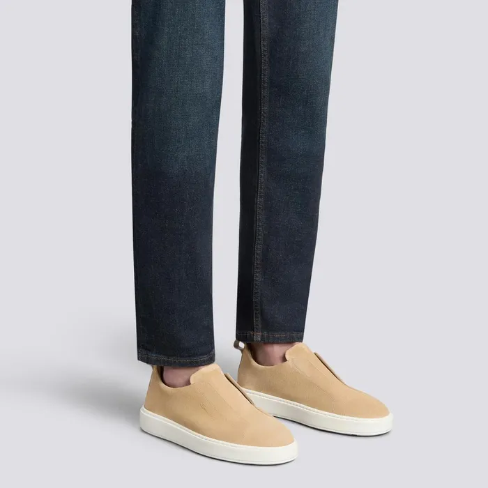 Santoni Beige Suede SlipOn Sneaker Men Sneakers