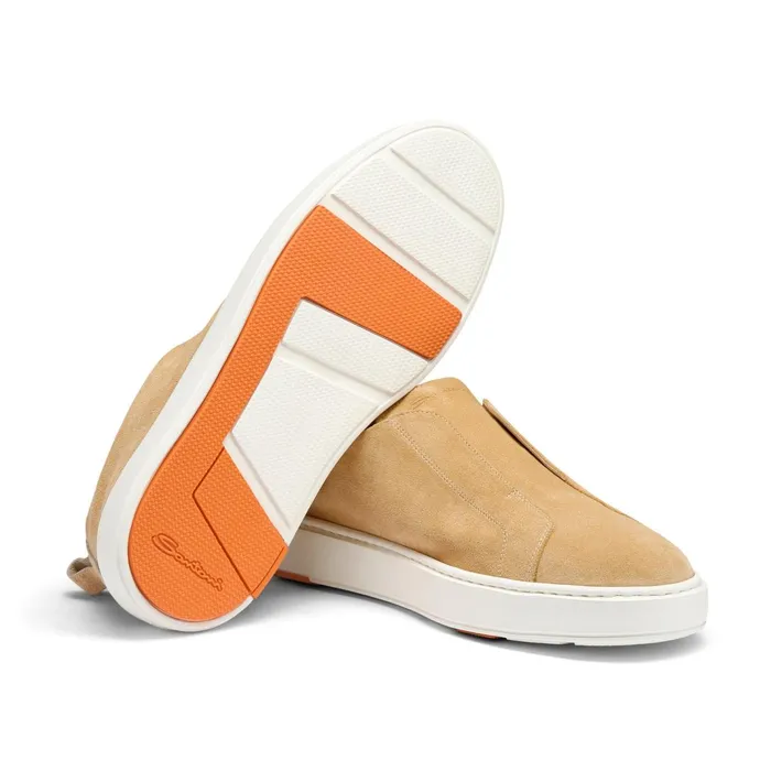 Santoni Beige Suede SlipOn Sneaker Men Sneakers