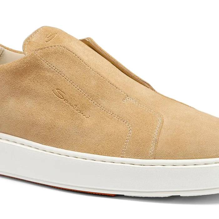 Santoni Beige Suede SlipOn Sneaker Men Sneakers