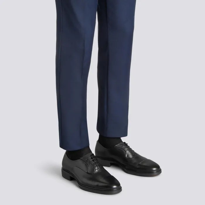 Santoni Black Leather Easy LaceUp Men LaceUps