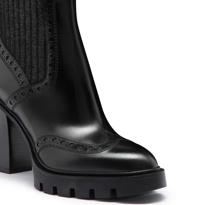 Santoni Black Leather HighHeel Ankle Boot Women Boots and Ankle Boots