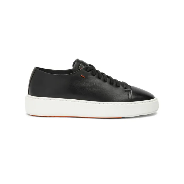 Santoni Black Leather Sneaker Women Sneakers