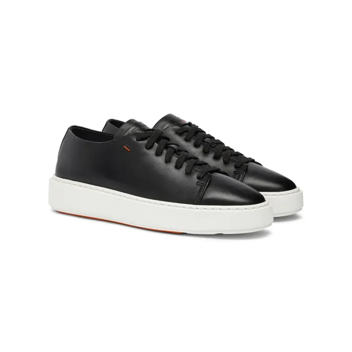 Santoni Black Leather Sneaker Women Sneakers