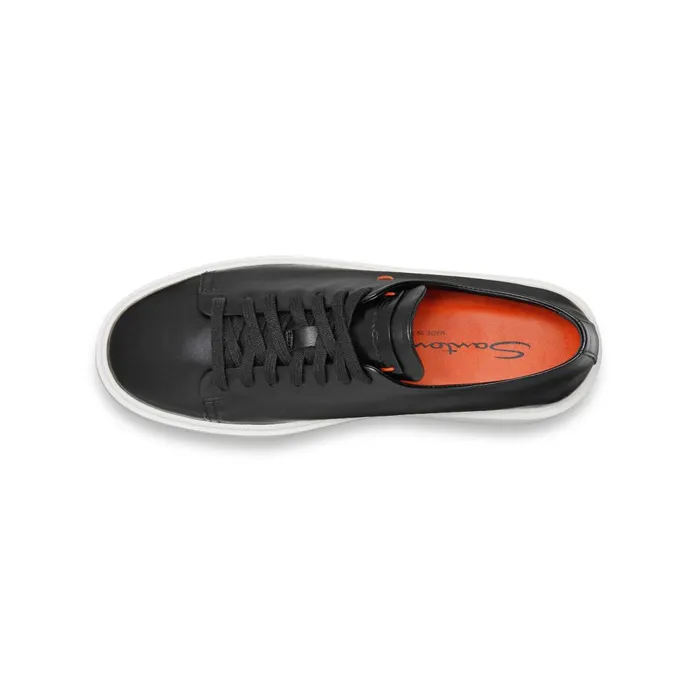 Santoni Black Leather Sneaker Women Sneakers