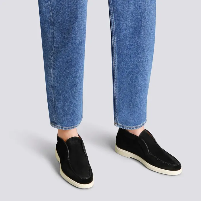 Santoni Black Suede Desert Boot Women Boots and Ankle Boots