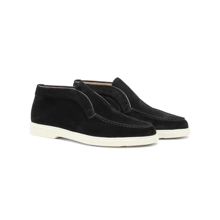 Santoni Black Suede Desert Boot Women Boots and Ankle Boots