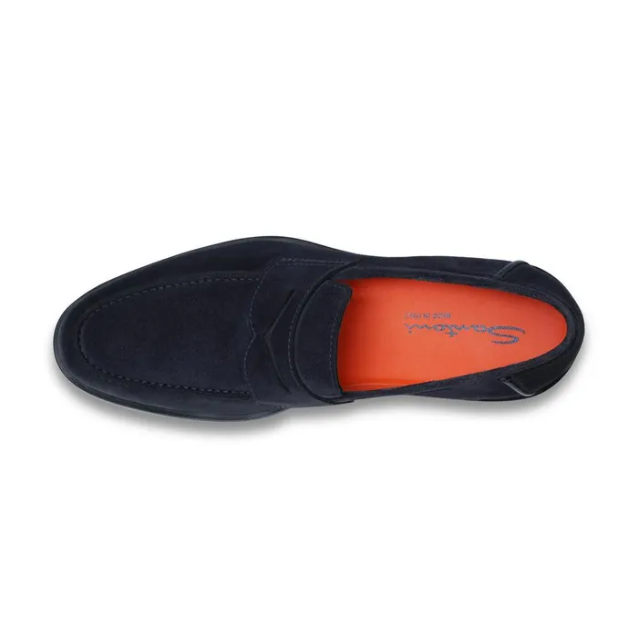 Santoni Blue Suede Penny Loafer Men Loafers