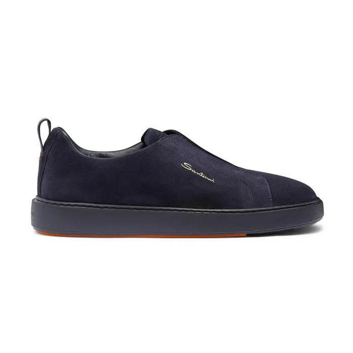 Santoni Blue Suede SlipOn Sneaker Men Sneakers