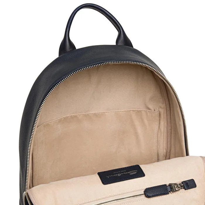 Santoni Blue Tumbled Leather Backpack Men Bags and Backpacks
