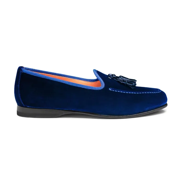 Santoni Blue Velvet Andrea Tassel Loafer Men Loafers