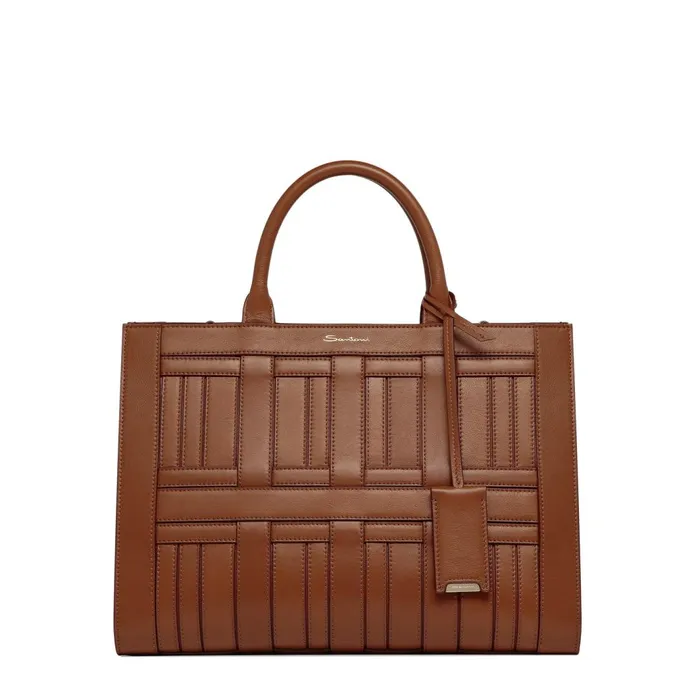 Santoni Brown Leather Beyond Handbag Women Bags