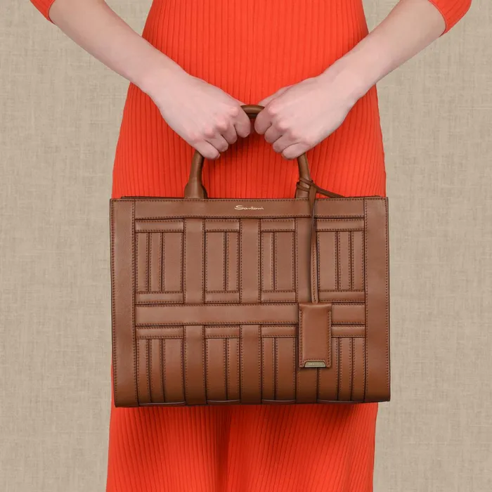Santoni Brown Leather Beyond Handbag Women Bags