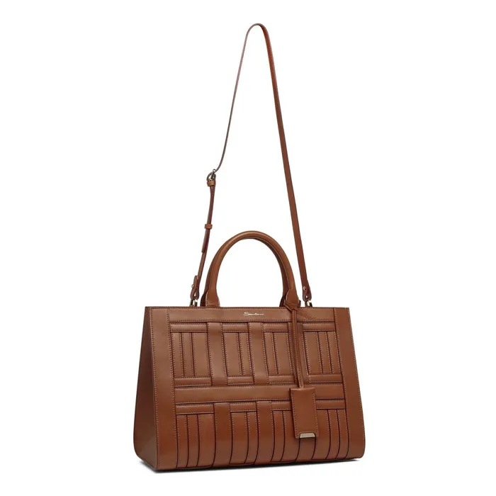 Santoni Brown Leather Beyond Handbag Women Bags