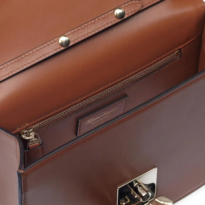 Santoni Brown Leather Crossbody Bag Women Bags