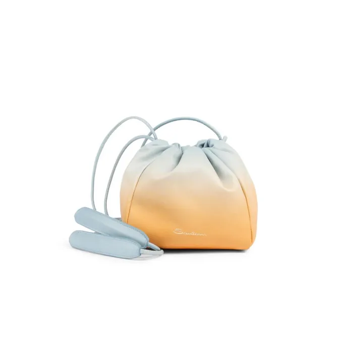 Santoni Orange And Light Blue Leather Bucket Bag Women Bags