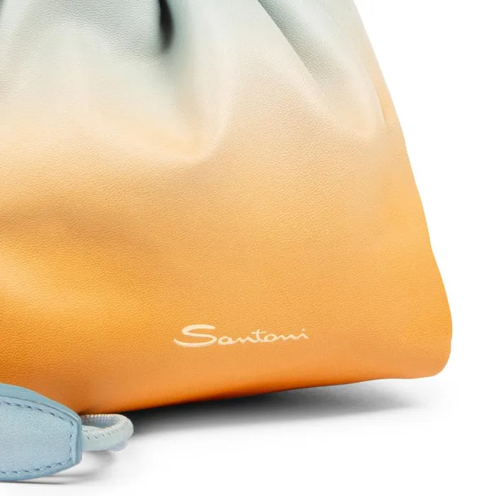 Santoni Orange And Light Blue Leather Bucket Bag Women Bags