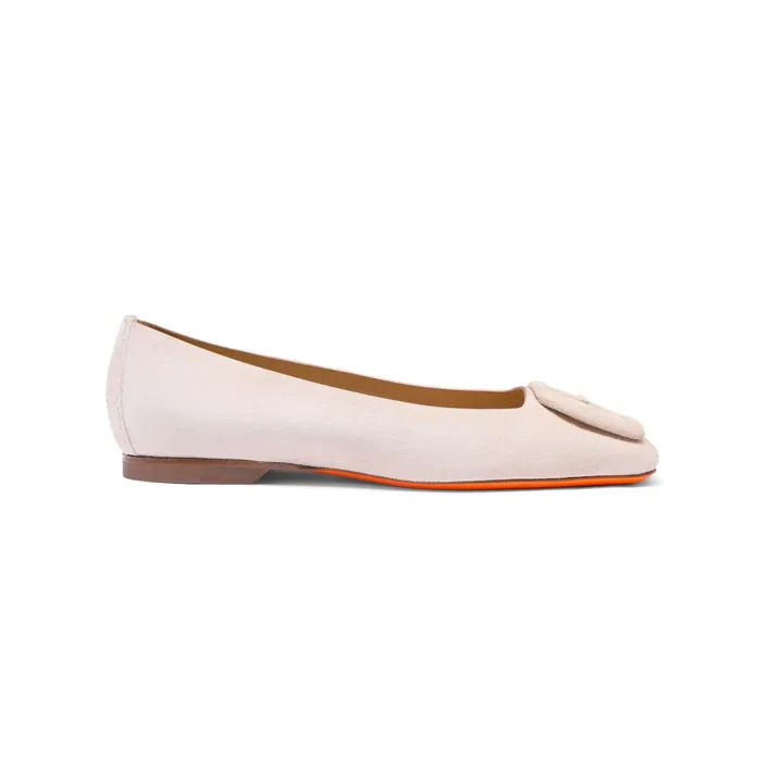 Santoni Pink Suede Ballet Flat Women Flats Shoes