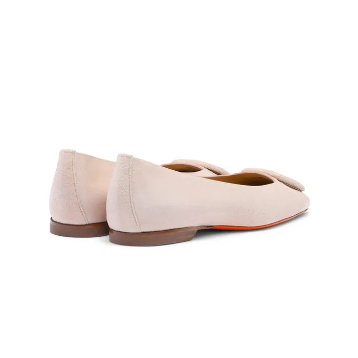Santoni Pink Suede Ballet Flat Women Flats Shoes