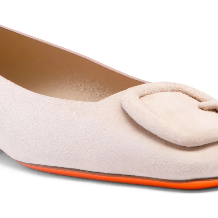 Santoni Pink Suede Ballet Flat Women Flats Shoes