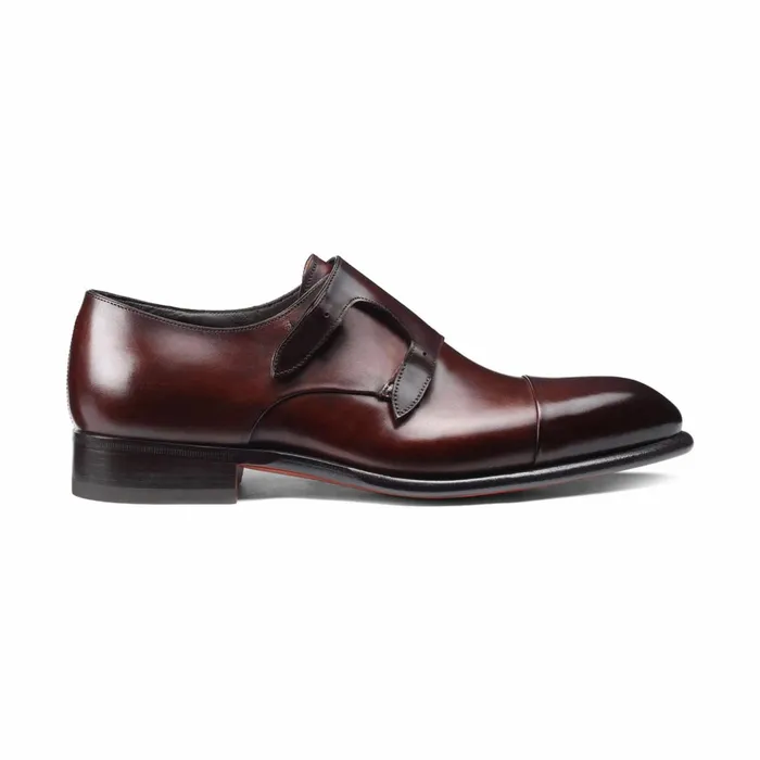 Santoni Red Leather DoubleBuckle Shoe Men Double Buckle