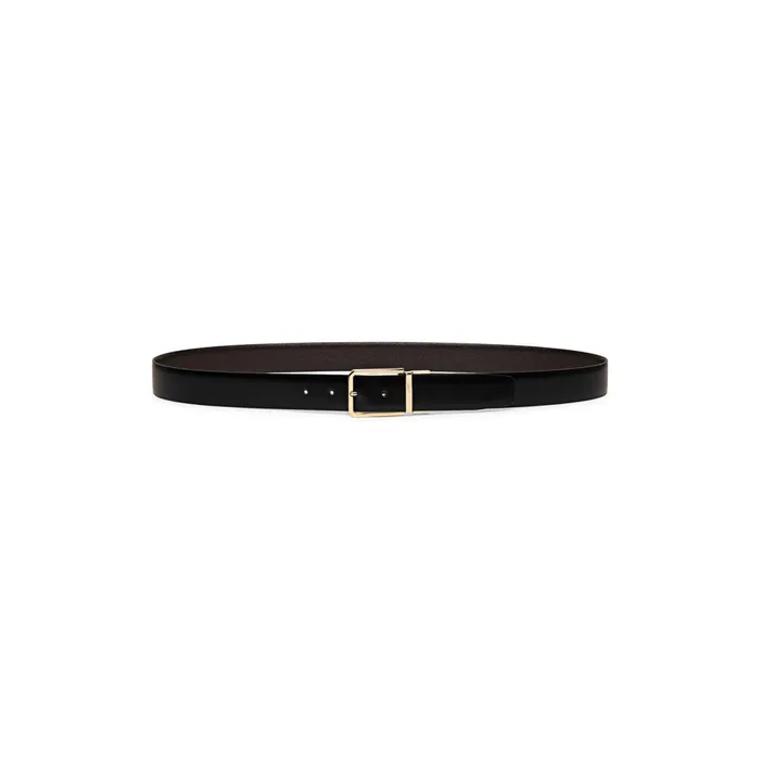 Santoni Reversible And Adjustable Smooth Black And Tumbled Brown Leather Belt Men Belts