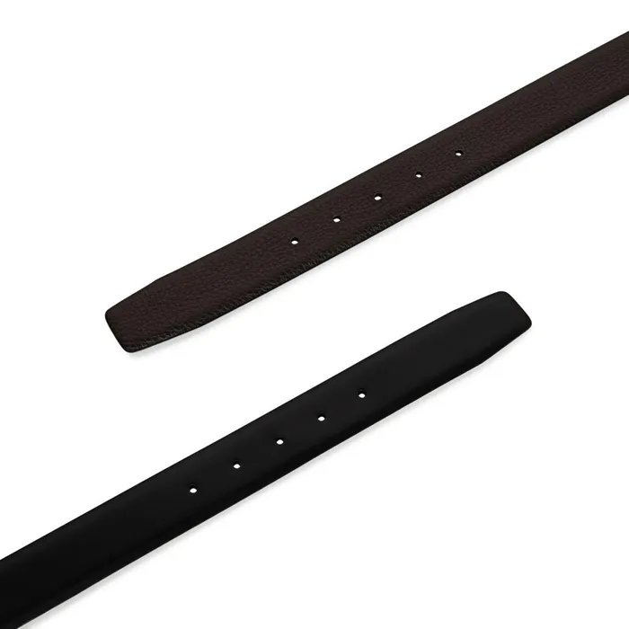 Santoni Reversible And Adjustable Smooth Black And Tumbled Brown Leather Belt Men Belts